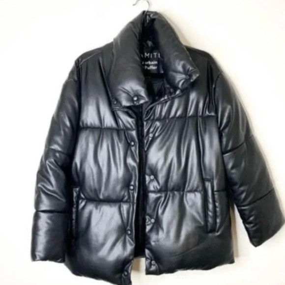 dynamite ladies vegan leather city puffer. size medium - Picture 4 of 6